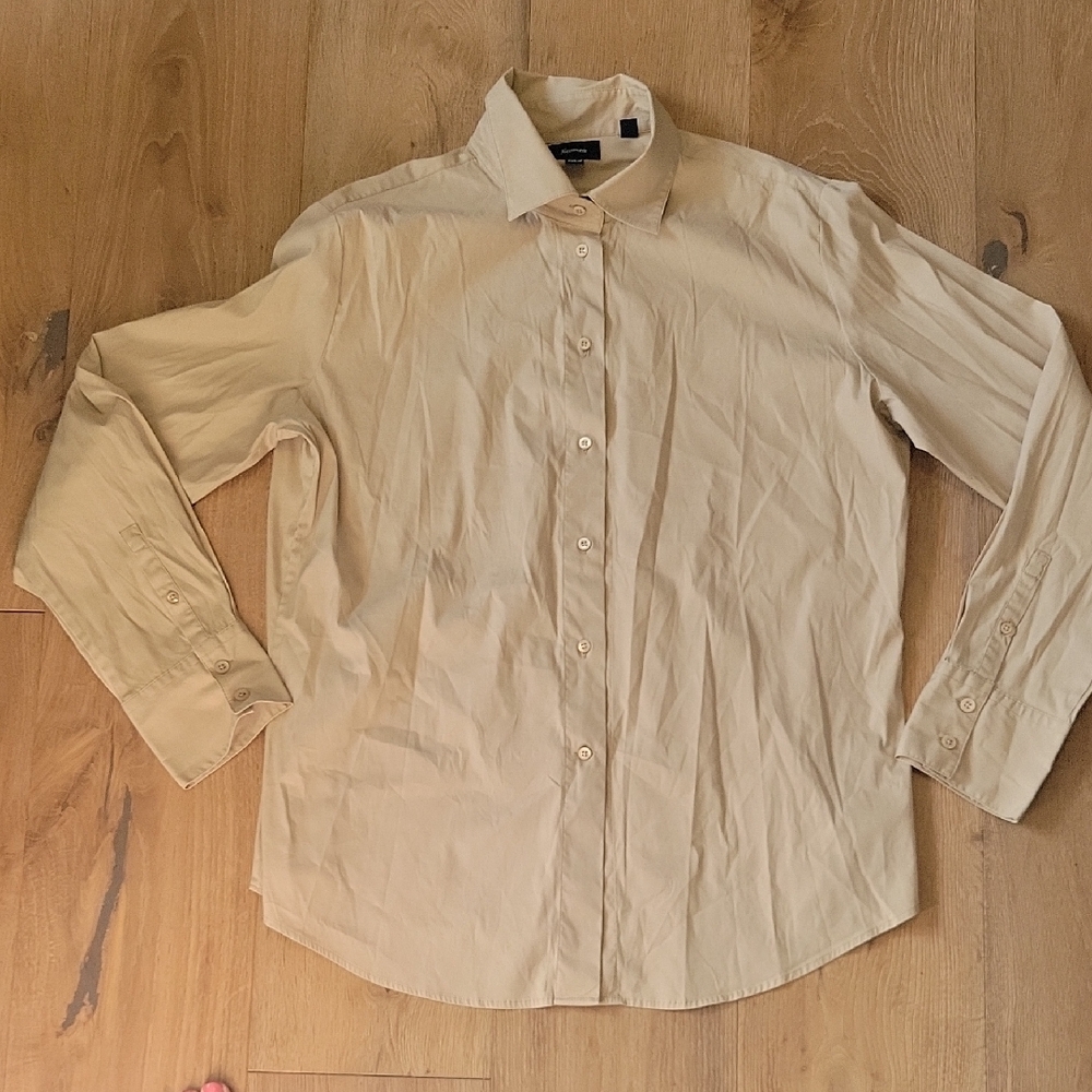 Mens Faconnable Tan long Sleeved Button Up Shirt Size 16